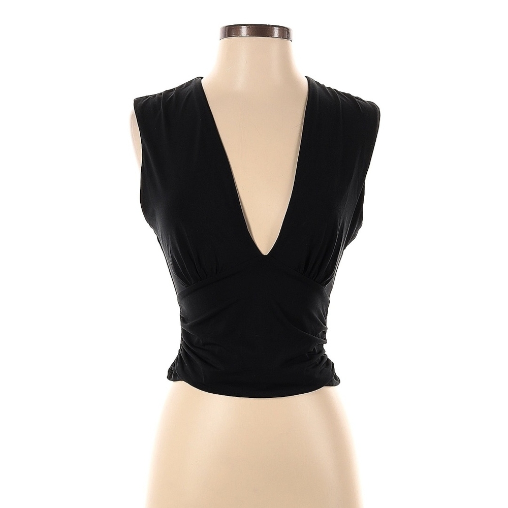 Abercrombie & Fitch Black Sleeveless Deep V Top